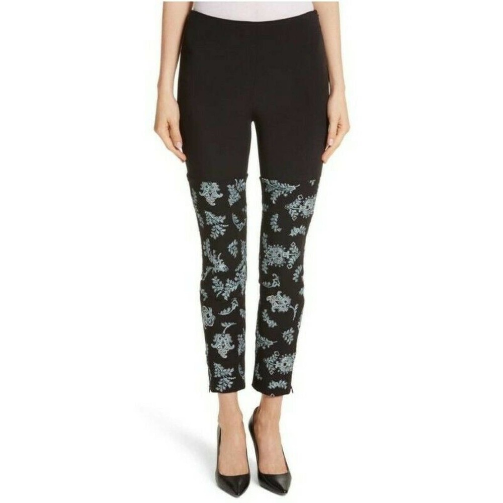 Cinq A Sept Cropped Metallic Ponte Pant Size 2 Side Zip (X1